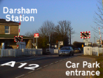 Darsham Station building, the A12, and car park entrance prior to the improvement scheme