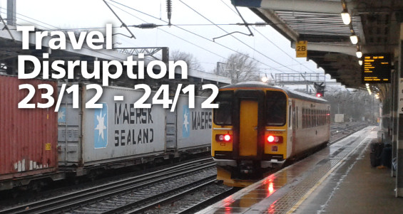 A Felixstowe bound service about to depart from Ipswich during a rainy and windy afternoon 23/12/2013
