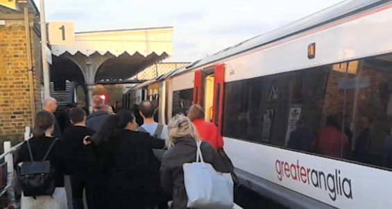 Passengers alight at Woodbridge Station
