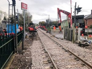 Track replacement at Brampton Station October 2020