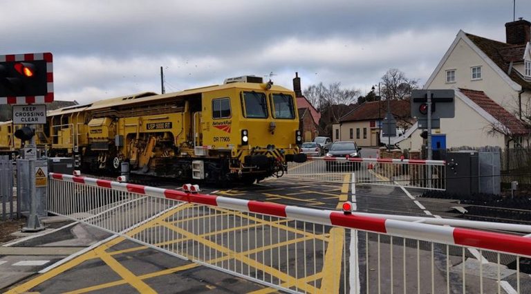 The new full barriers at the Haywards (Tide Mill Way) level crossing in Woodbridge