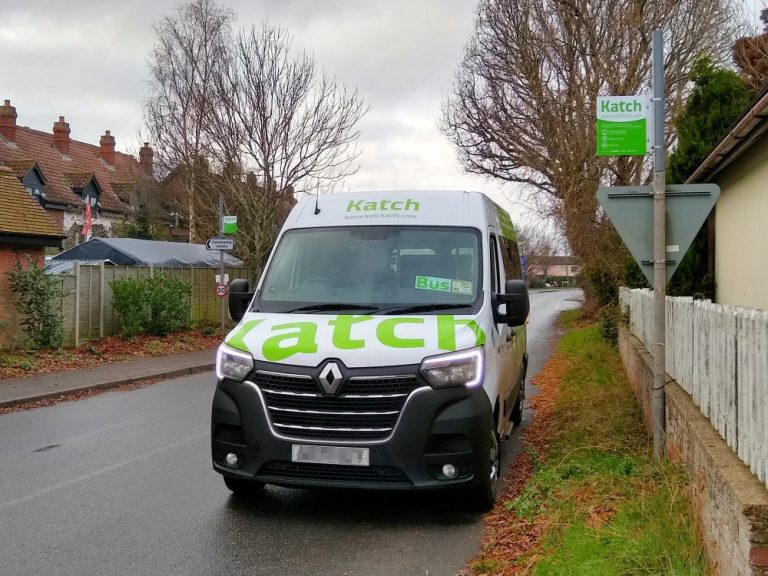 Katch vehicle at flagged stop