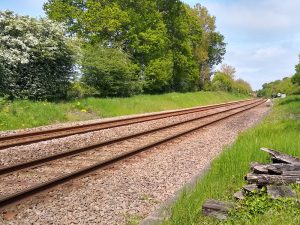 East Suffolk Line tracks just north of Saxmundham May 2023