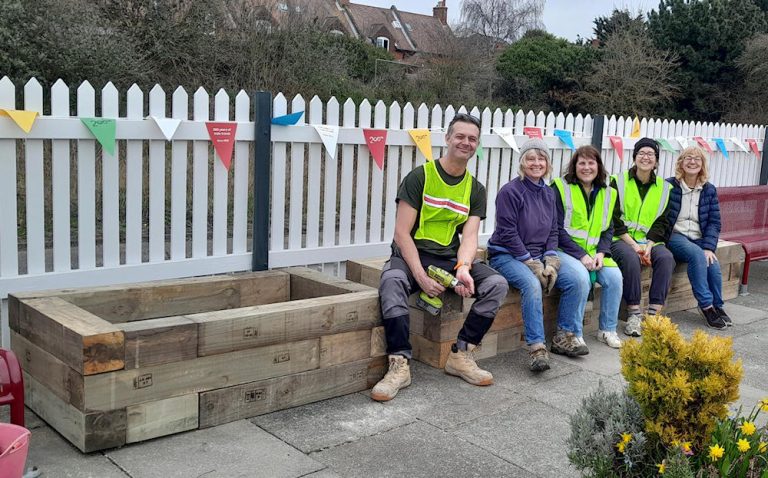Felixstowe station herb and vegetable planter