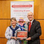 Westerfield station adopter Sandy Burn receiving her award at the 2025 Greater Anglia Station Adopter Awards