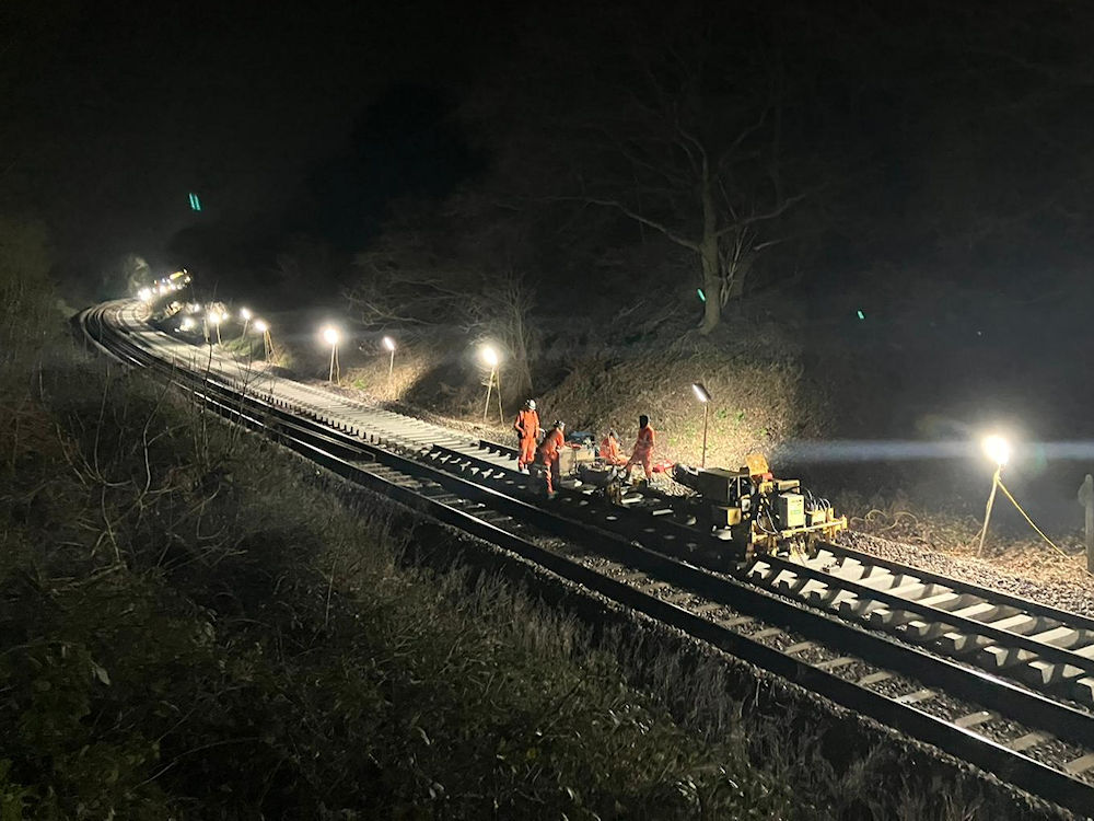 East Suffolk Line track replacement work at night